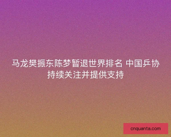马龙樊振东陈梦暂退世界排名 中国乒协持续关注并提供支持